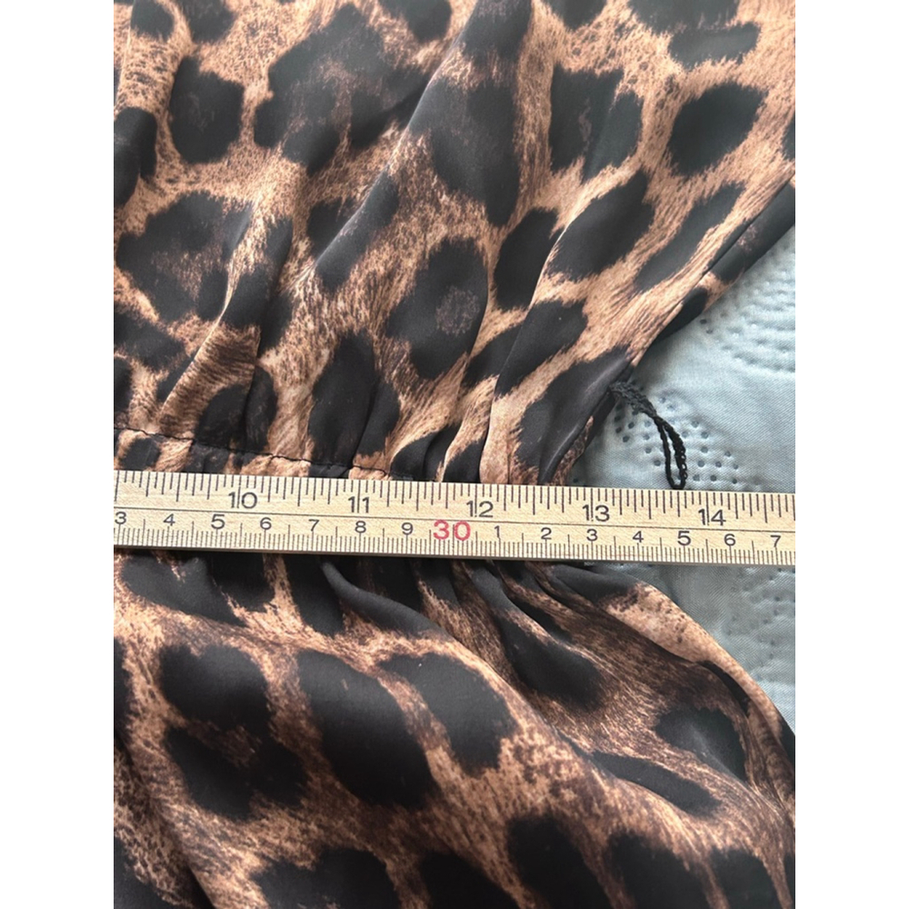 Michael Kors Leopard Print Wide Leg Jumpsuit XS Collared Button Front - Picture 11 of 13